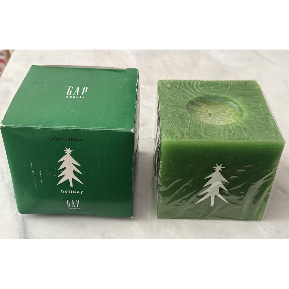 Vintage GAP Scents Holiday Cube Candle Cedar Balsam Green New Sealed NOS